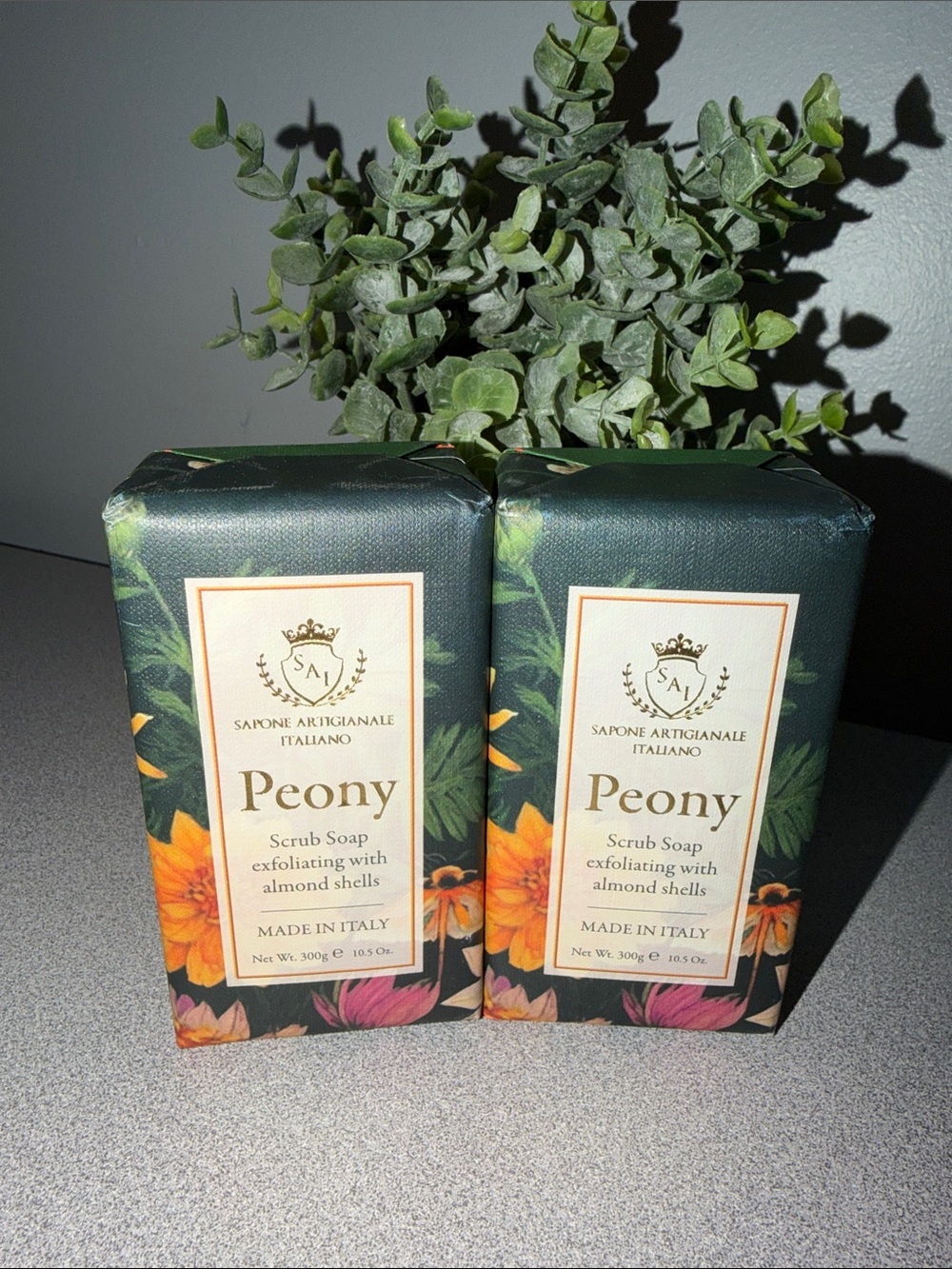 SAI Artisan Peony Almond Scrub Triple Milled Exfoliating Soap Bars x 2